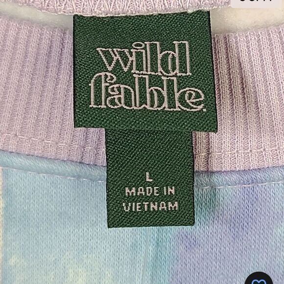 Wild Fable Sweatshirt Crew Neck Lavender Melon Checkered Patchwork NWT LARGE - Picture 3 of 4